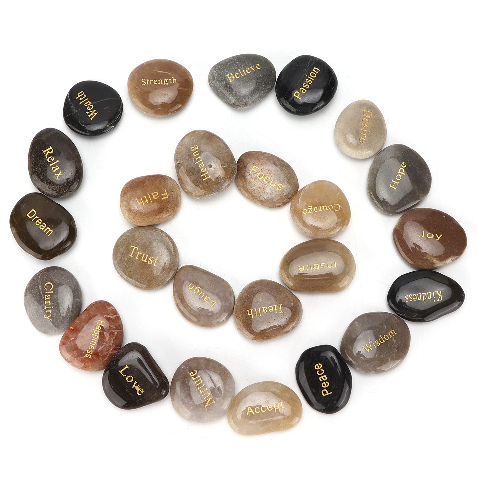 Ciottoli Pietre naturali lucide per lettere Piccole rocce decorative ornamentali di fiume per la meditazione divinatoria