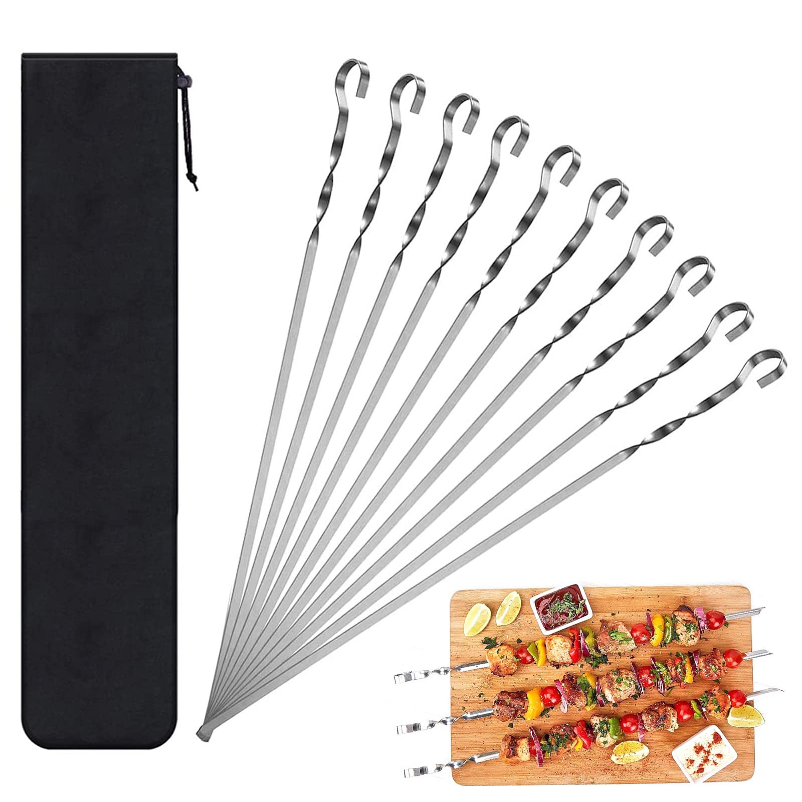 Spiedini In Acciaio Inox Per BBQ - 50 Pezzi Riutilizzabili Da 15cm - Foto 4