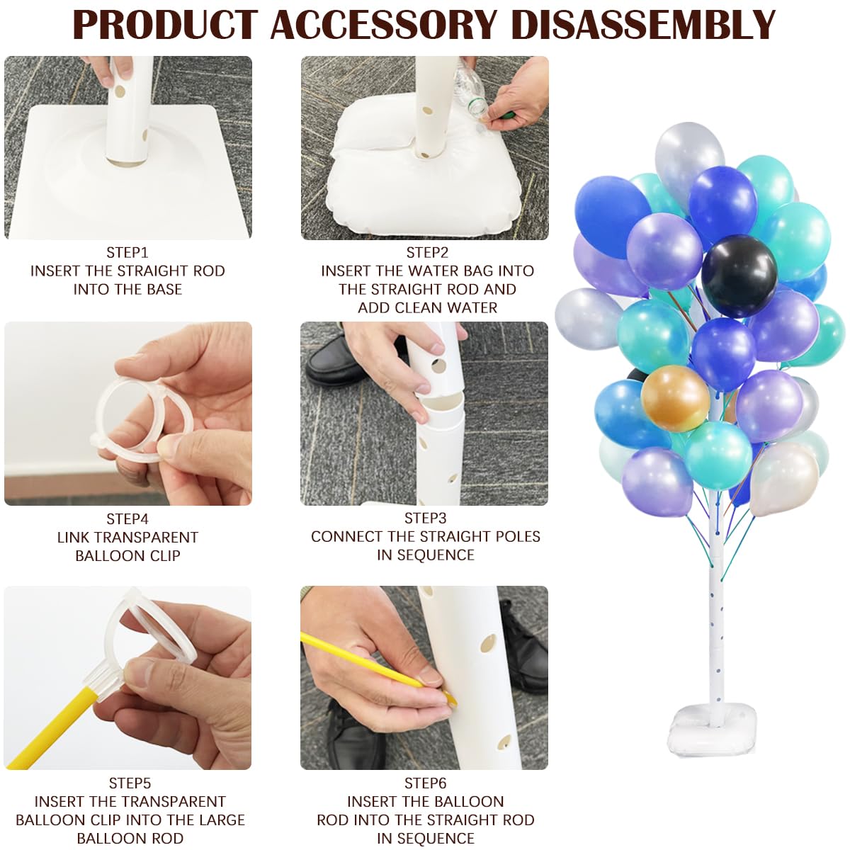 Kit di supporto a colonna per palloncini, supporto per arco di palloncini, con basi, adatto per compleanni, decorazioni per feste, matrimoni