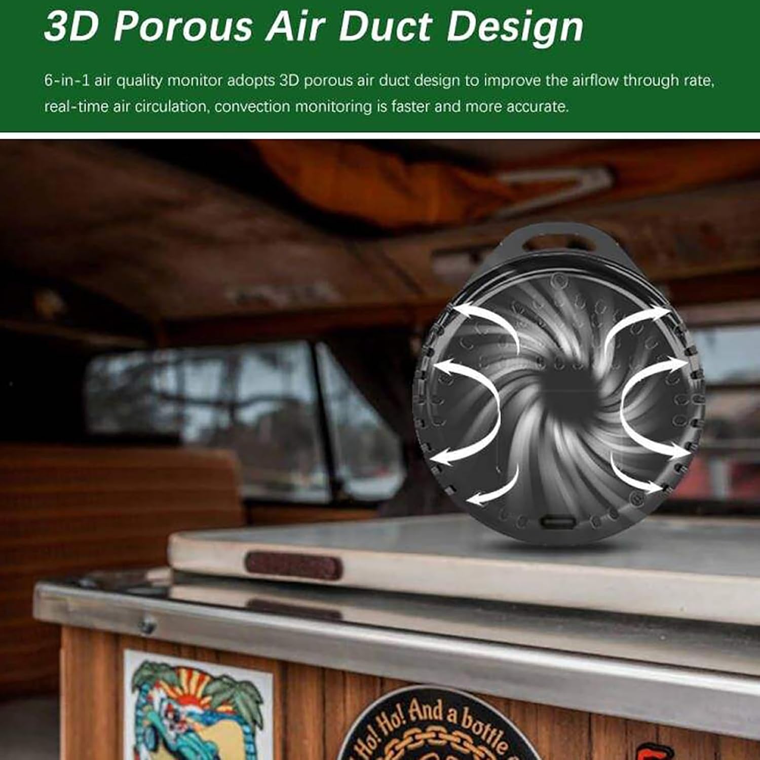 Gearwell 空気質テスター、ポータブルガス検知器、環境モニター、6 in 1 空気質テスターリアルタイム検出、大容量バッテリー