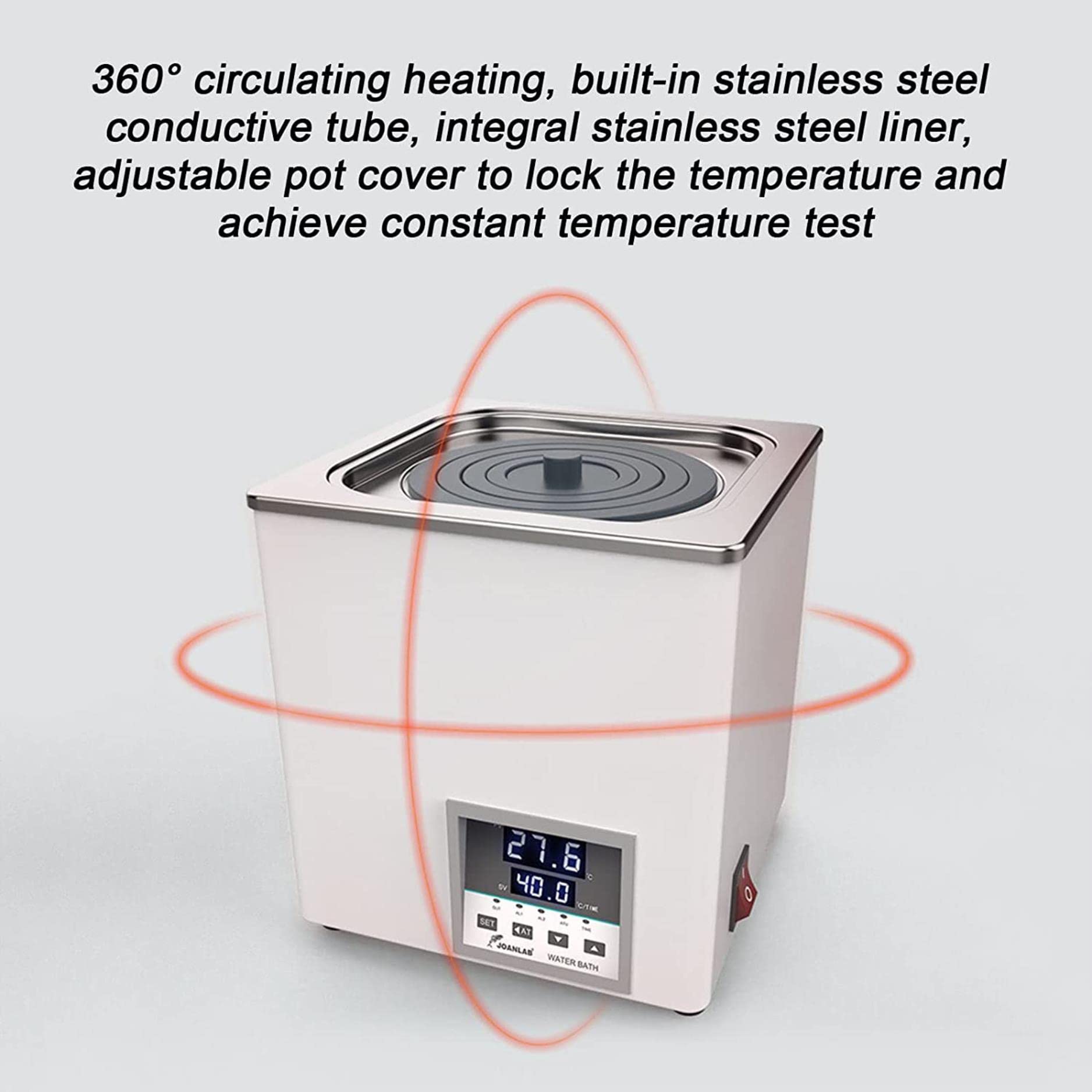 Baño María termostático Digital de Laboratorio de Doble Orificio, RT 5–99,9 °C, Tanque Interior de Acero Inoxidable Calefacción eléctrica Baño María termostático poroso, 0–999 Minutos Temporizador