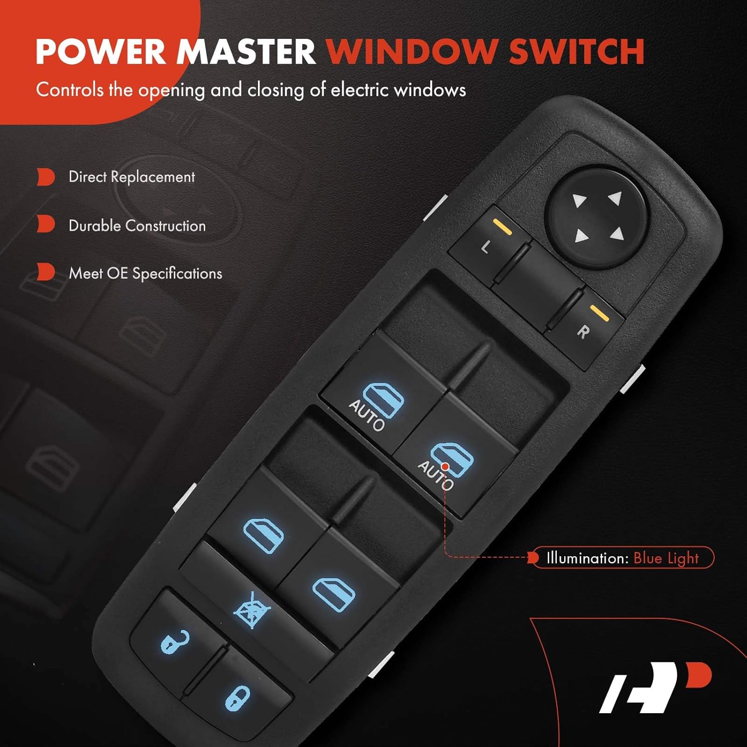 A-Premium 3+8 Pins Master Power Window Switch Compatible with 2011-2020 Chrysler 300, 2015-2017 Chrysler 200, 2011-2019 Dodge Charger, 2016-2022 Ram 1500 2500 3500, Replace# 68139805AB, 56046823AE