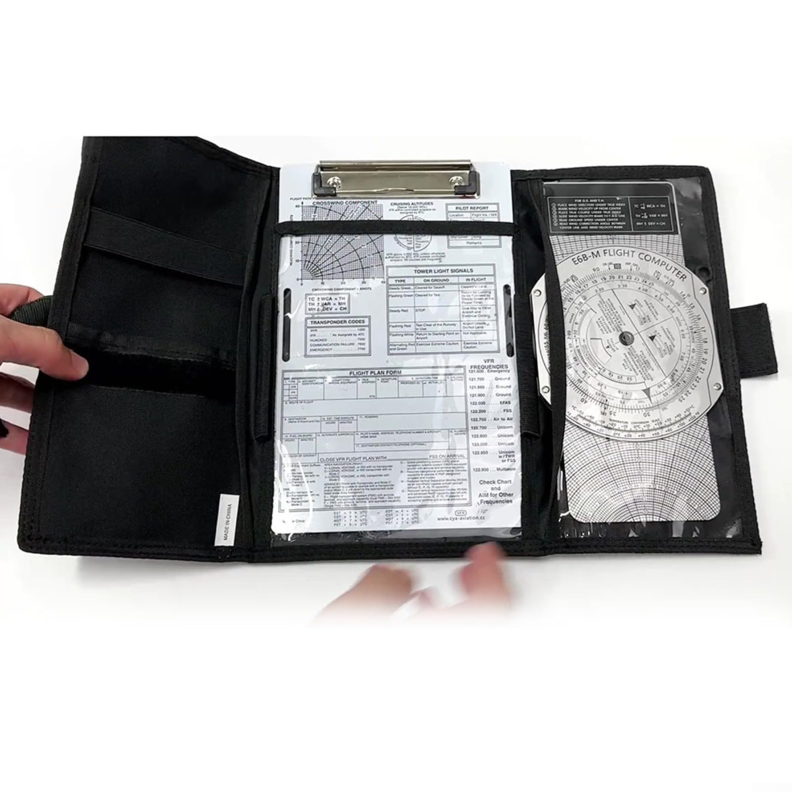 Ginocchiera pilota in alluminio con cinghia elastica e clip in metallo per registrazione dati di volo IFR/VFR, blocco note aeronautico per uso in cabina di pilotaggio (VFR)