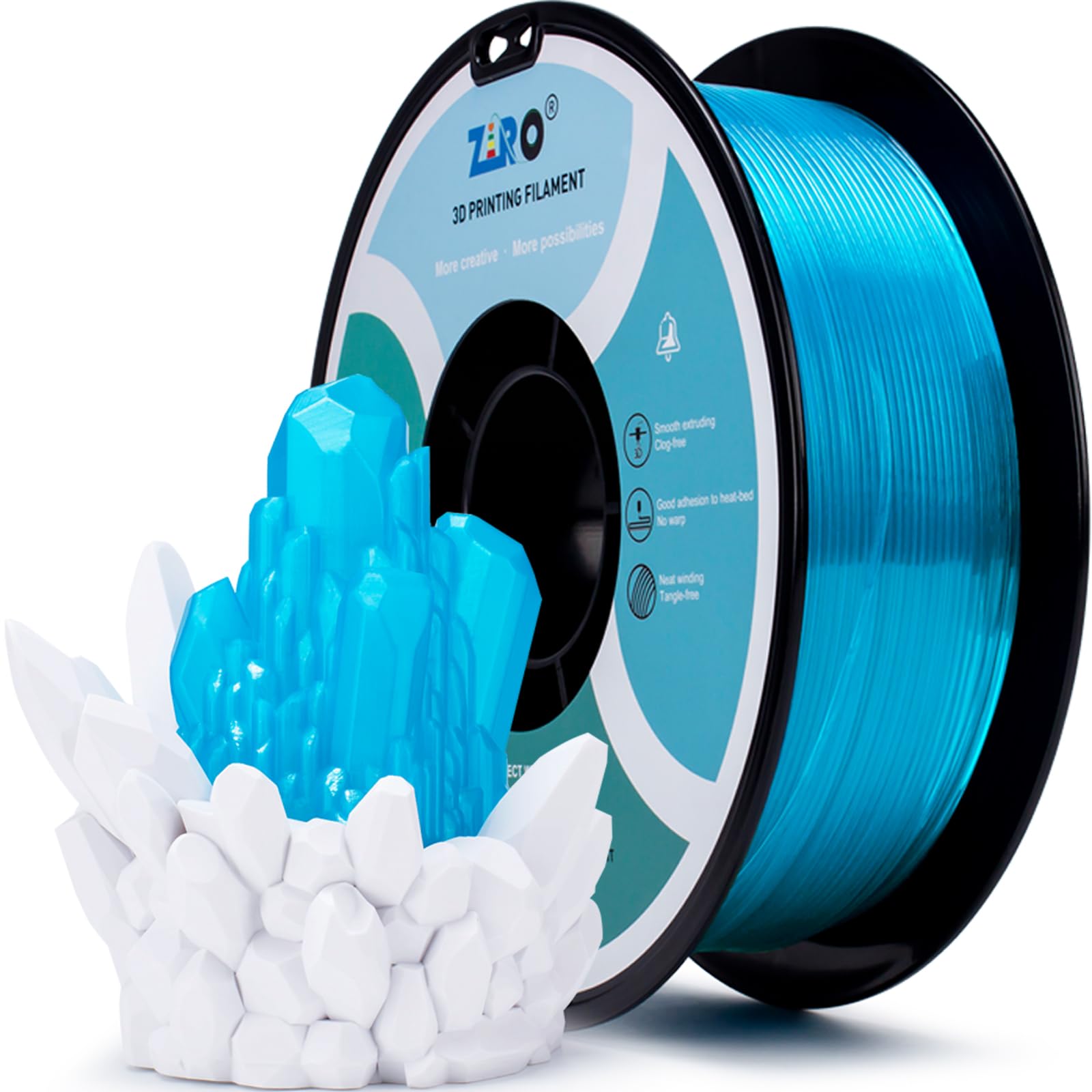 ZIRO PLA Filament 1.75mm, Translucent 3D Printer Filament Compatible with Most FDM 3D Printers, 1kg/2.2lbs Spool, Dimensional Accuracy +/- 0.03mm, Translucent Light Blue