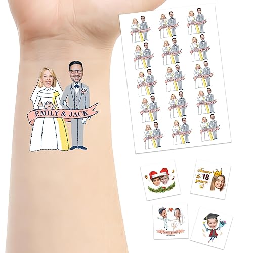 Miniatura 10 de Tatuaje temporal personalizado para adultos, mujeres y hombres con foto, tatuajes faciales falsos personalizados, nombre, texto, logotipo, regalo de