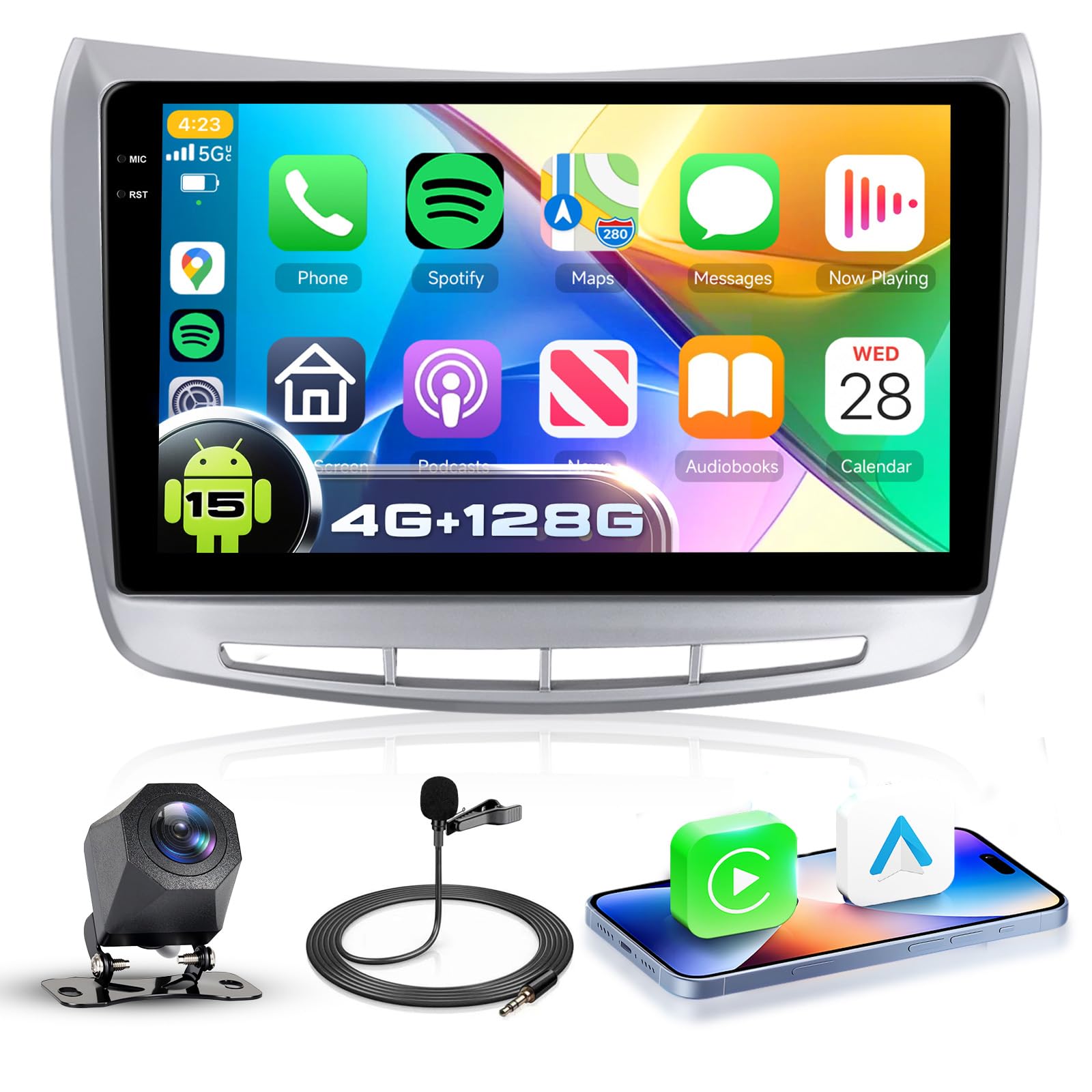 VECHTEL 4G+128G Autoradio Android 15 per Lancia Delta 2009-2019, 9'' Incell HD Schermo Tactile co Carplay Android Auto senza Fili, Stereo Auto Supporto GPS Wi-Fi USB Bluetooth Radio FM RDS Retrocamera