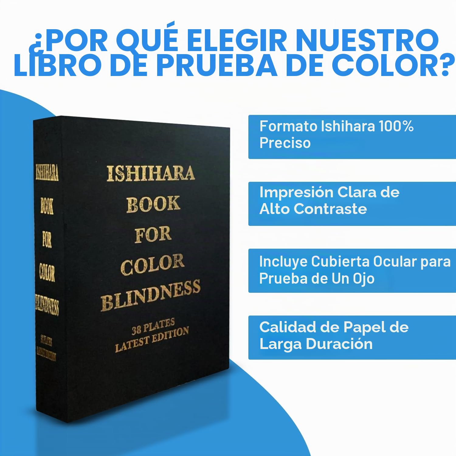 Ishihara tabla de prueba libros para color deficiencia 38 platos última edición con usar Manual y un ojo occluder.