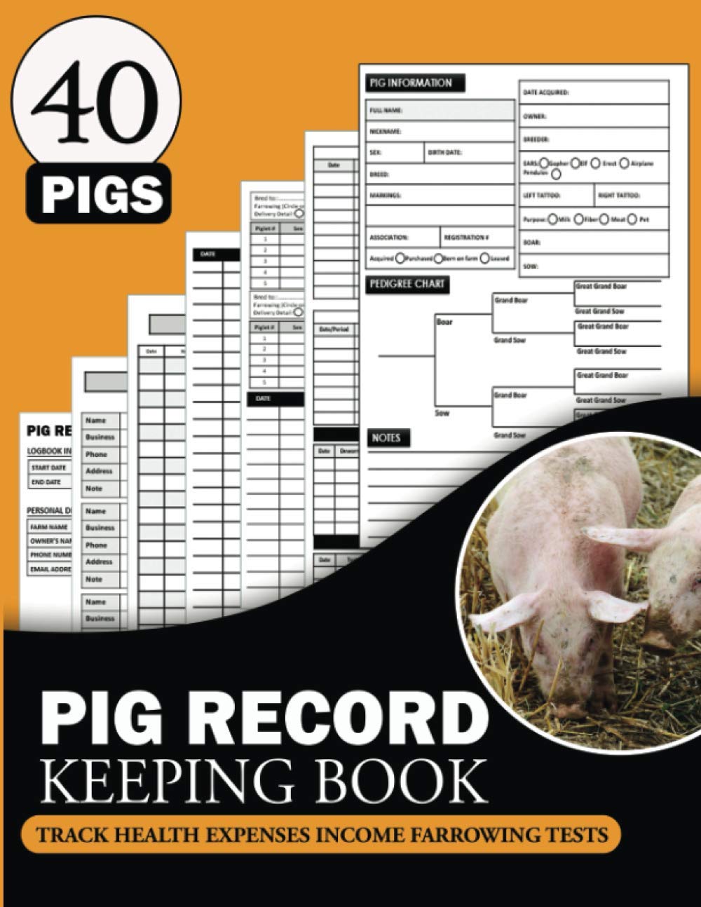 Pig Record Keeping Book: A Journal Designed for Pig Owners to Organize and Track Vital Swine Information like Medical Vaccination Feeding Breeding ... Gifts For Pig Keeper & lover Women men