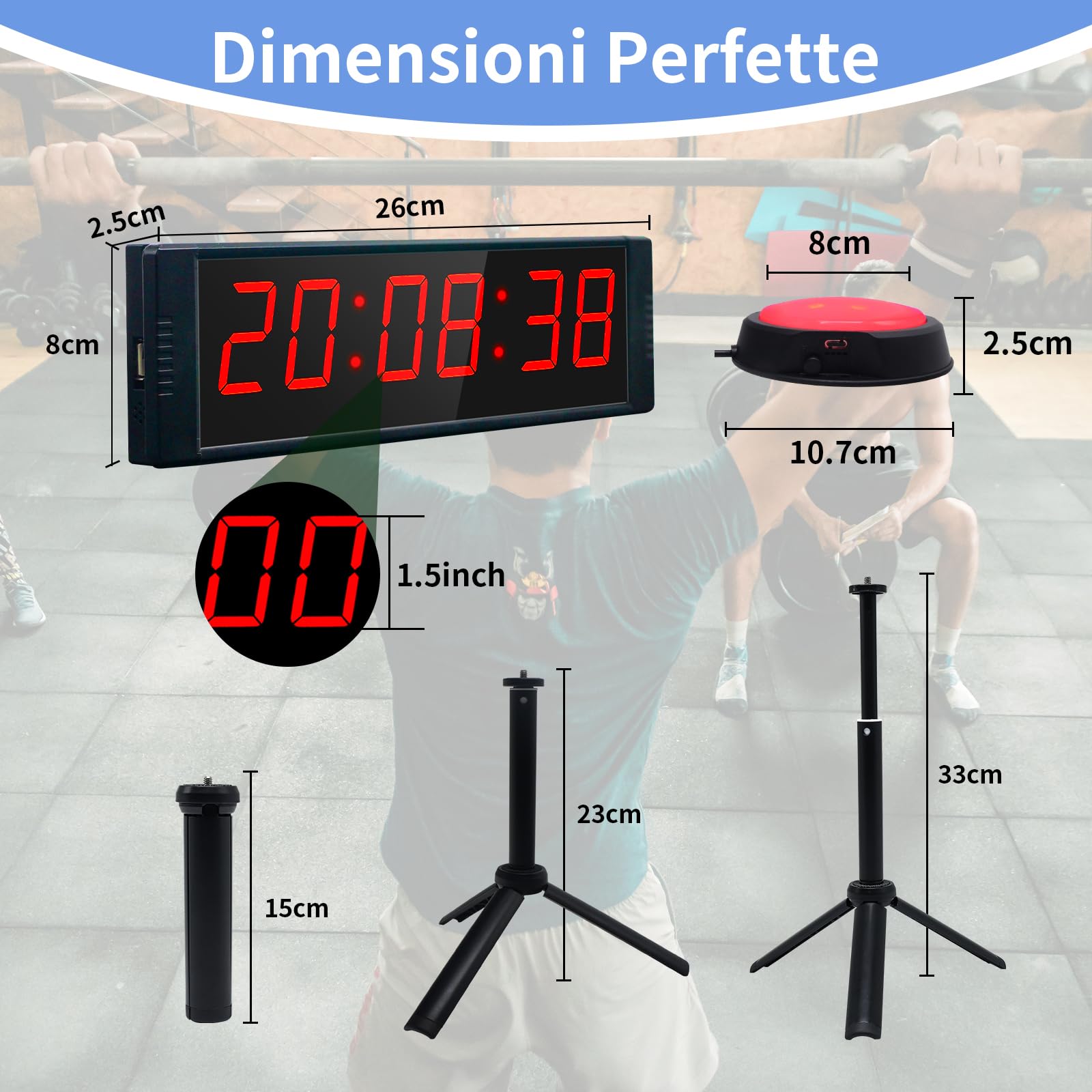 Countdown Timer 12/24H Orologio da Parete Digitale con Telecomando Ricaricabile Cronometro Sportivo