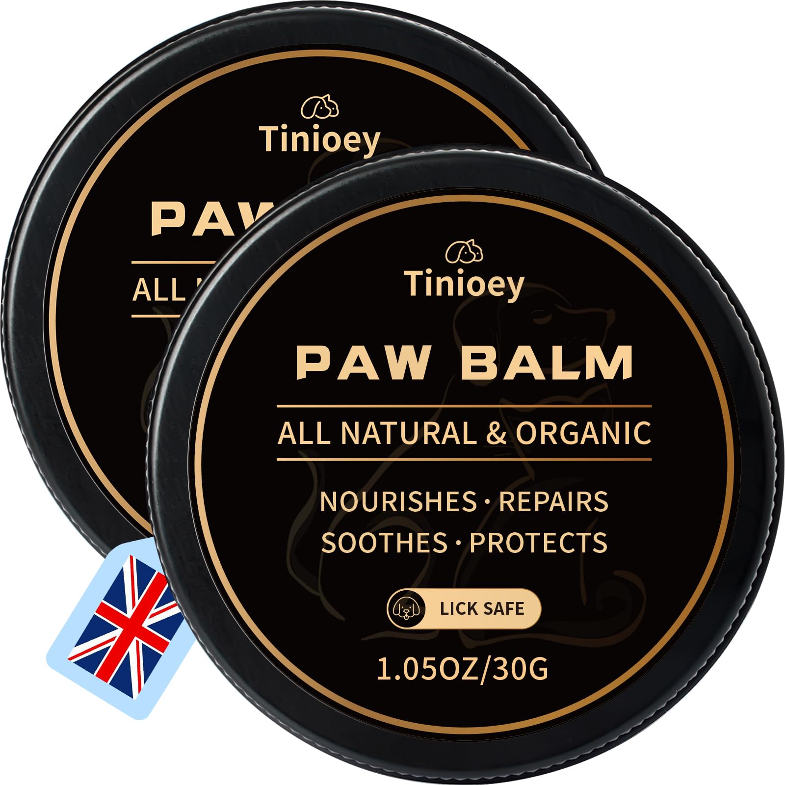 Dog Paw Balm for Dogs & Cats (30g*2) | 2 Pack All Natural Dog Nose Balm Dog Paw Protector/Moisturizer/Soother for Dry Cracked Paws & Nose | Dog Gifts Dog Essentials
