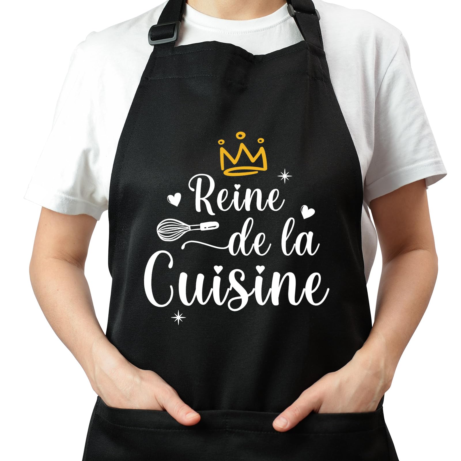 FUKPO - Delantal de cocina para mujer, personalizado, negro, ajustable, delantal de cocina, personalizado, humor, barbacoa, bbq profesional, algodón, rigolo, regalo para el día de la madre, día de San