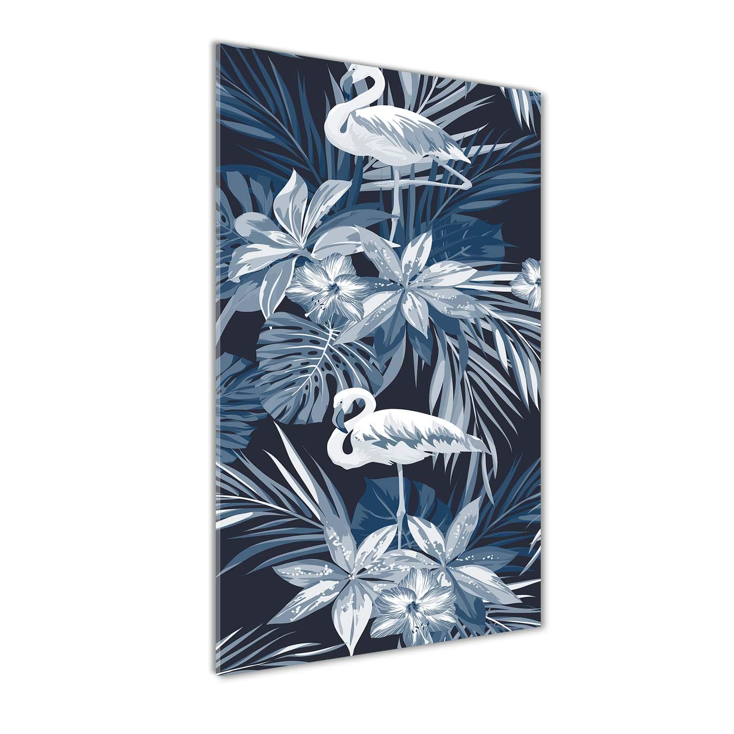 Déco mural derrière le plastique bleu pour salon moderne avec flamants Tulup