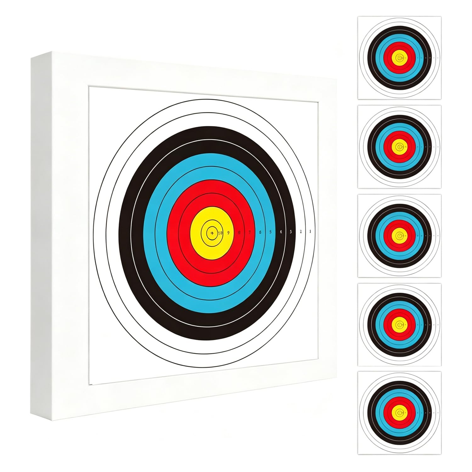 THREE ARCHERS Zielscheibe Bogenschießen 50x50cm Zielscheibenset Leichte und Langlebige Hochdichte Schaumscheibe mit 5 Auflagen und 4 Scheibennägeln für Bogensport Ziel