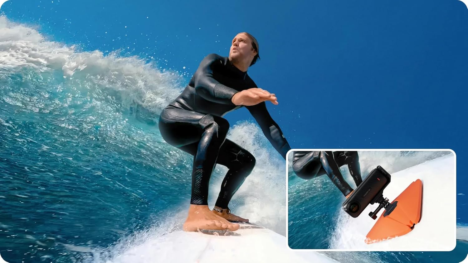 Insta360 Floating Surfboard Mount Compatible with X4/X3/X2, GO 3S/3/2, ACE PRO/ACE/ONE RS, Gopro Hero 13/12/11/10/ 9/Max, AKASO EK7000/Brave 4/Brave 7 LE/Brave 7
