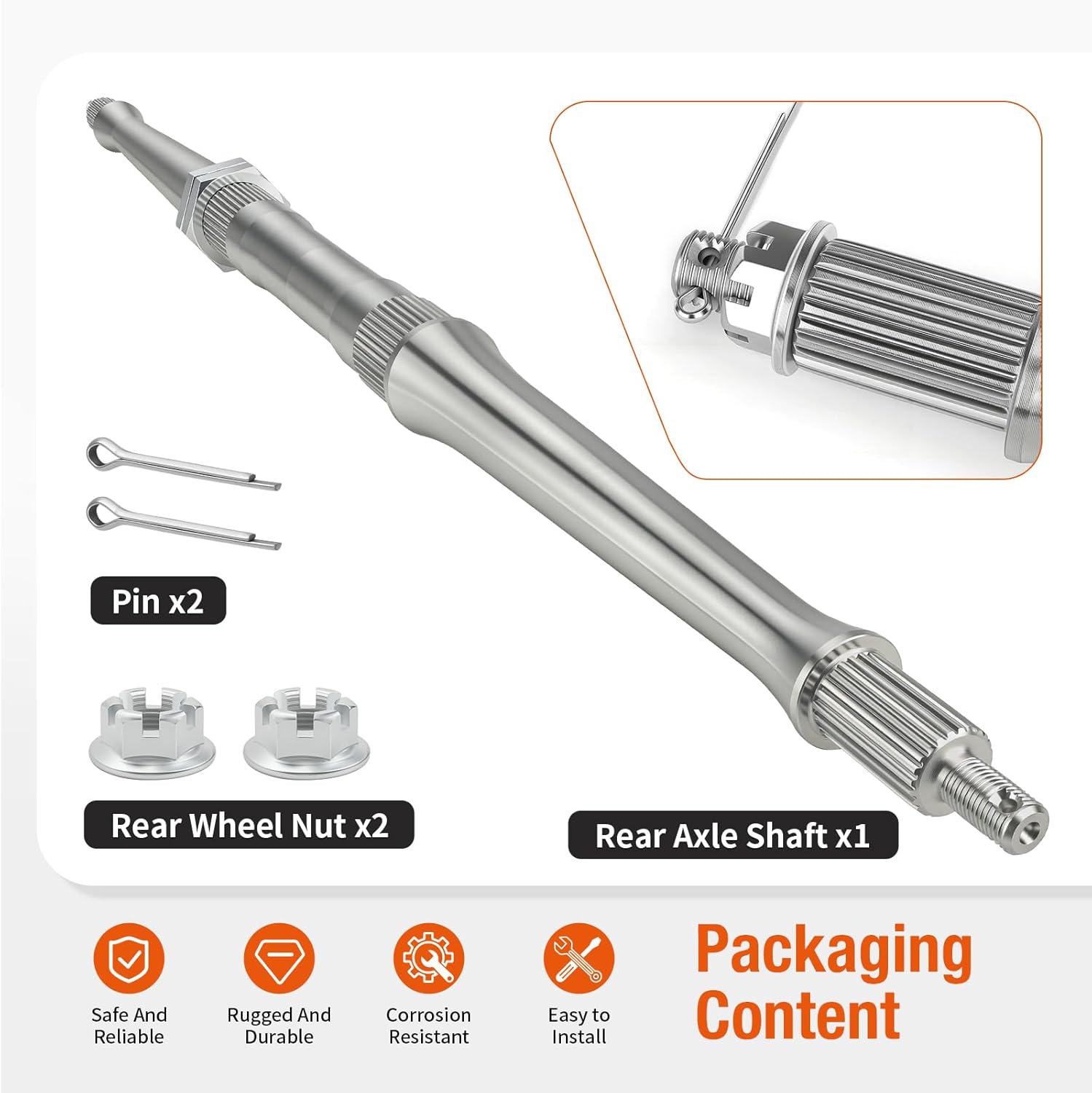 Rear Axle Shaft With Nuts For Yamaha Warrior 350 YFM350X 1987-2004 Banshee 350 YFZ350 1988 3GD-25381-00-00