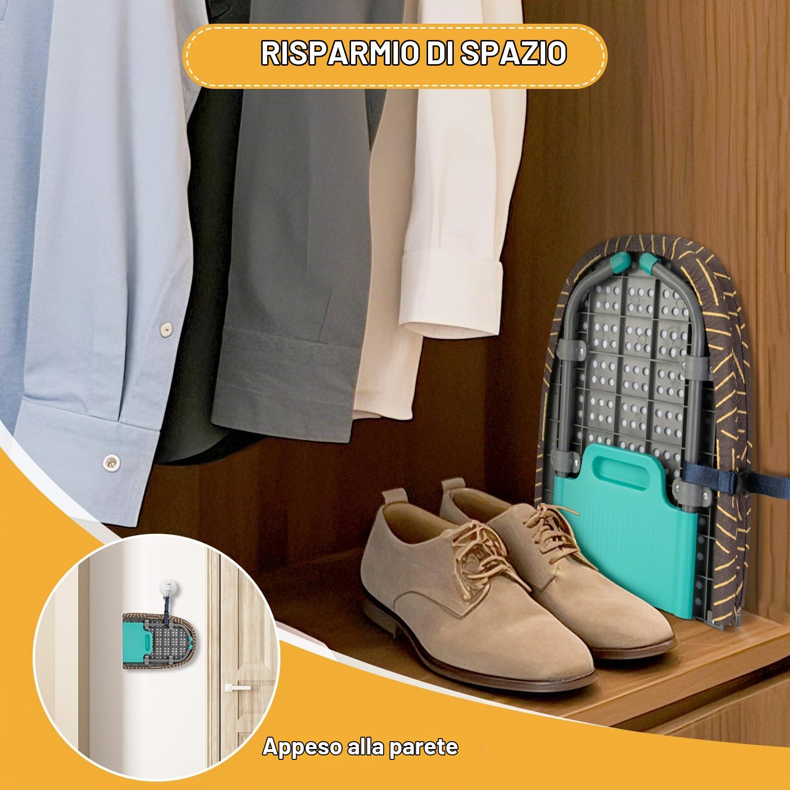 AiQInu Asse da Stiro Piccolo con Supporto Antiscivolo per Ferro da Stiro, Asse da Stiro da Tavolo Portatile con 2 Coperture Resistenti al Calore, per Viaggi e Uso Domestico