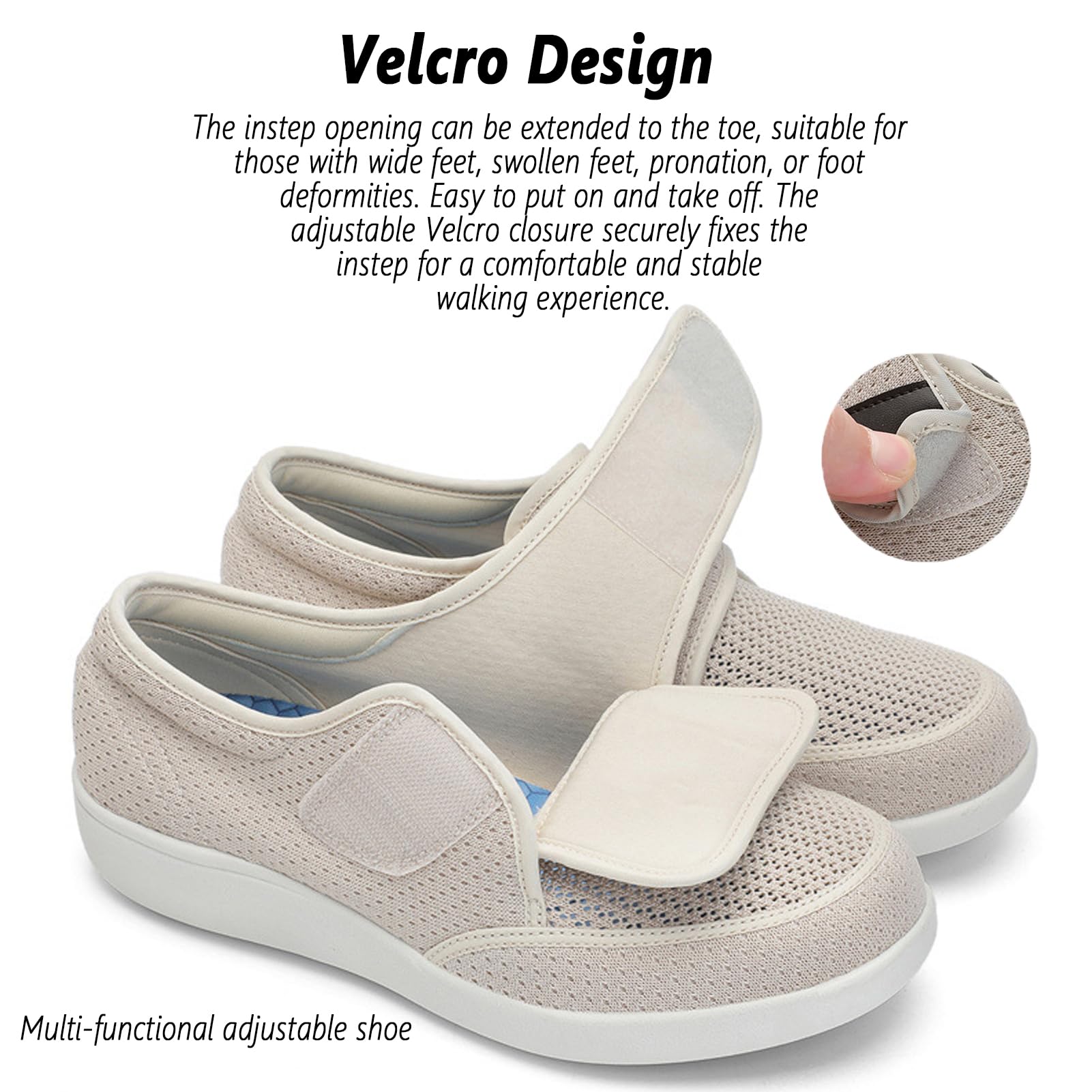 Scarpe Diabetiche Donna, Calzature Alluce Valgo, Scarpe Ortopediche Riabilitative Calzature Medicali Pantofole Antiscivolo Tessuto Rete Traspirante, Scarp Casual Uso Interno Esterno