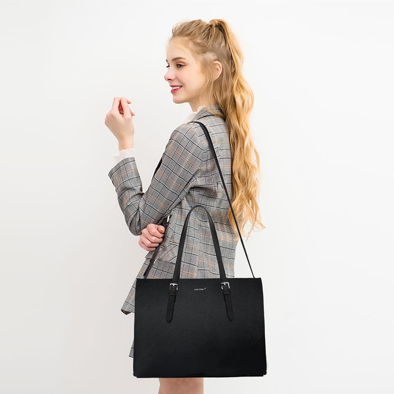 TANTOMI Large Laptop Tote Bag for Women 15.6 Inch Waterproof, Womens Tote Bags for Work, Handbag Briefcase Shoulder Bag - Image 2