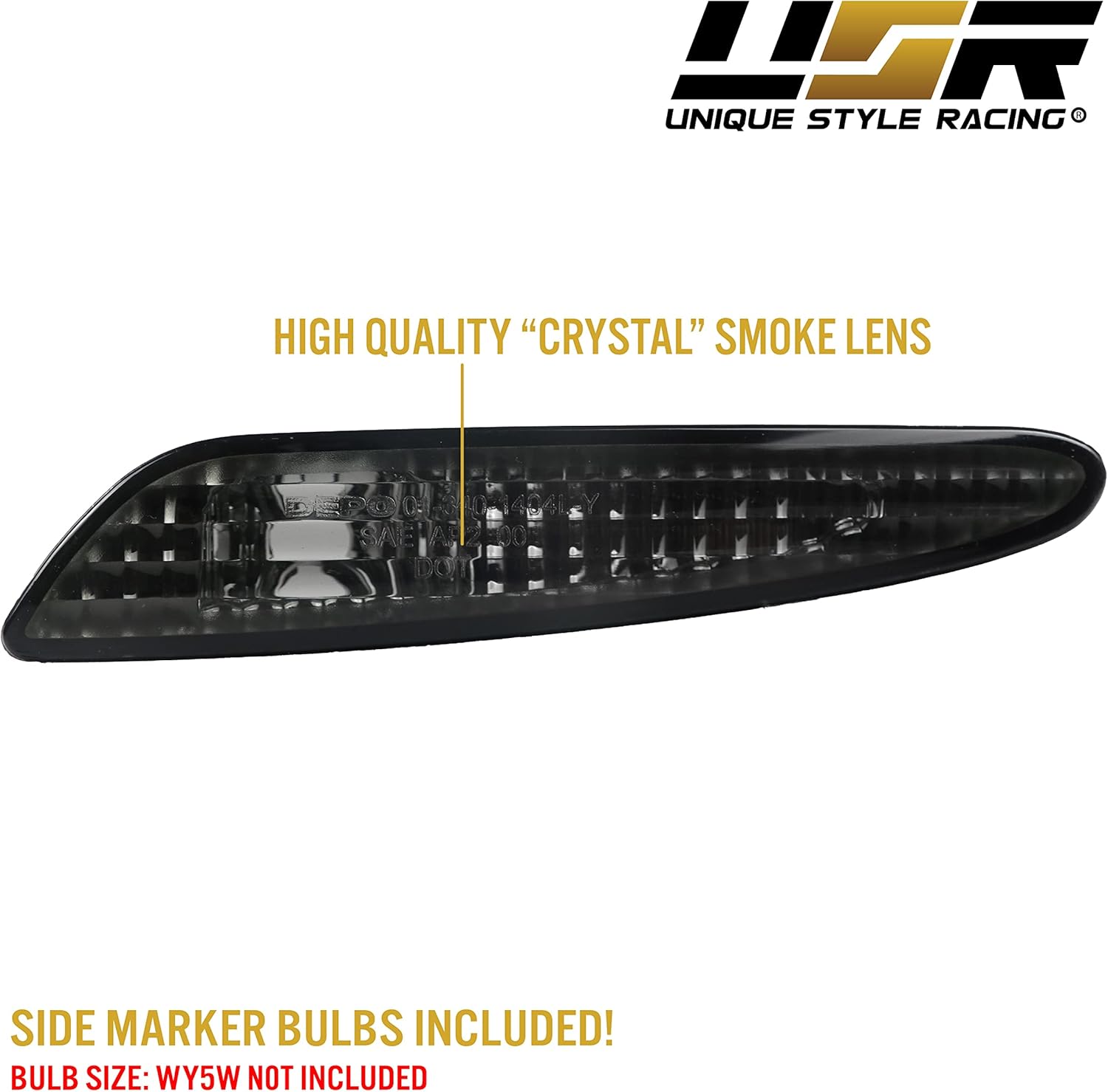 USR DEPO 03-06 W211 E-Class Crystal Smoke Front Bumper Side Marker Light Assembly Set (Left + Right) Compatible with 2003-2006 Mercedes Benz W211 E Class