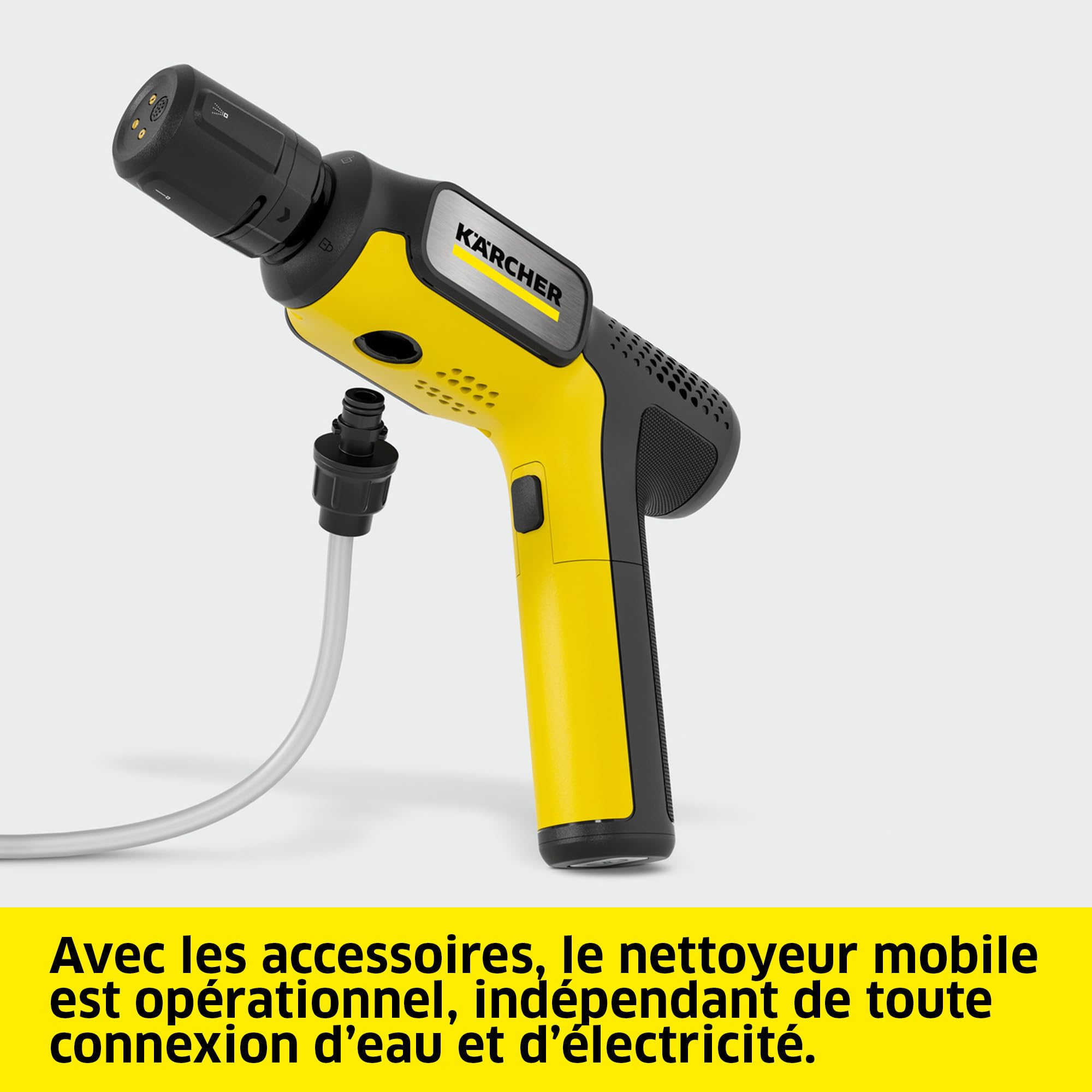 Kärcher Nettoyeur Mobile OC Handheld Compact, Pression Moyenne, Max. 15 Bar, Pliable, Connexion USB-C, débit : 150 l/h, Poids : 0,8 kg, Multi Jet 4-en-1, Tuyau d’Aspiration (5 m)