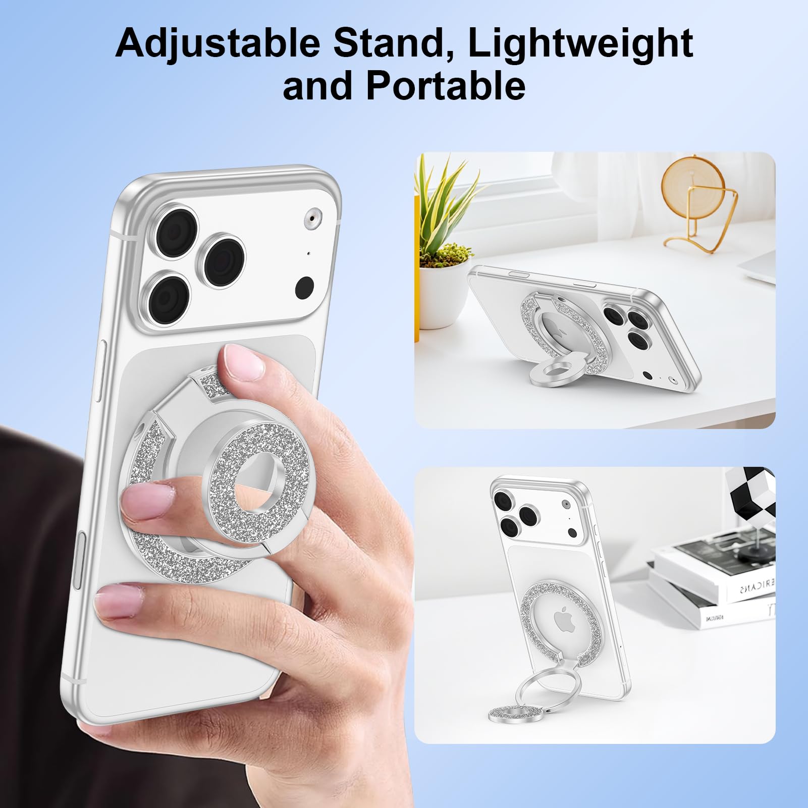 Supporto ad anello magnetico per MagSafe per iPhone 17 Pro 16 15 14 13 12, supporto ad anello per Samsung S26 S25 S24 S23 S22 A17 A16 A56 A55 A36 con accessori MagSafe