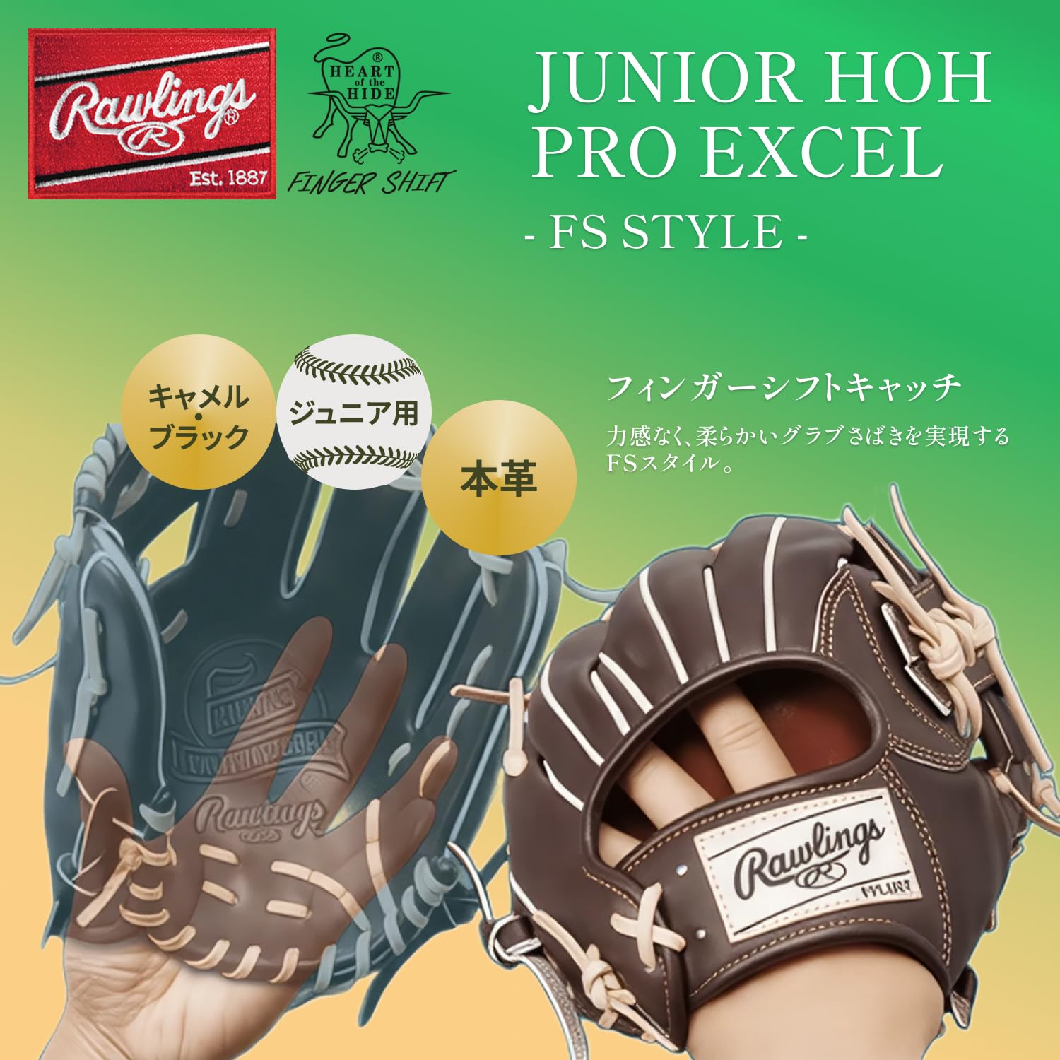 Amazon.com : Rawlings Baseball Glove Junior HOH PRO EXCEL - FS