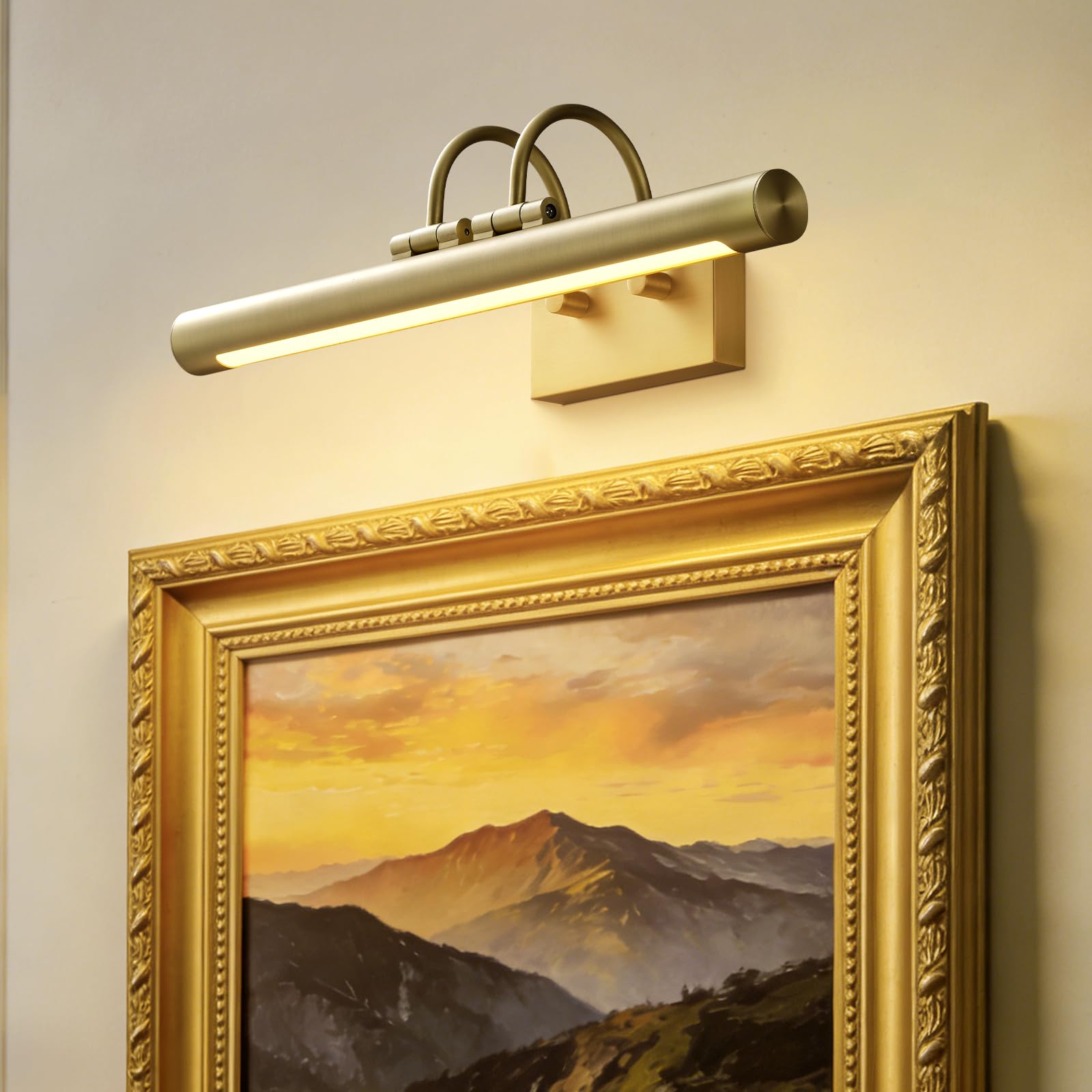 Picture Light 18 Rotatable Brass Picture Lights for Wall Art Lights Wall Sconce Hard-Wired Gold Pictures Frame Light