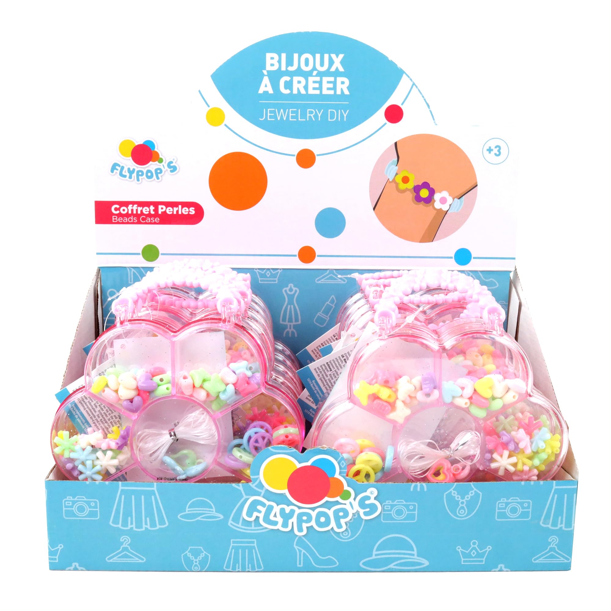 FLYPOP'S - Confezione da 12 scatole di perline - Hobby creativo - 010993PA - Multicolore - Plastica - Gioielli - Attività manuali - Set - Multicolore - Bambini - A partire dai 3 anni