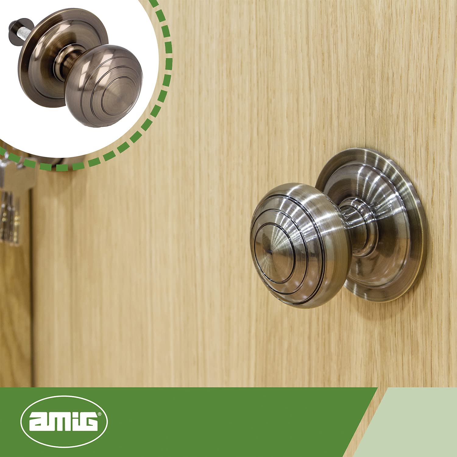 Amig - Pomo Mod 14 Plateado Redondo de Latón Macizo con Acabado Cromado Mate para Puertas Exteriores de Entrada - Diámetro Tirador Ø61 mm · Altura 72,5 mm - Incluye Tuerca de Fijación