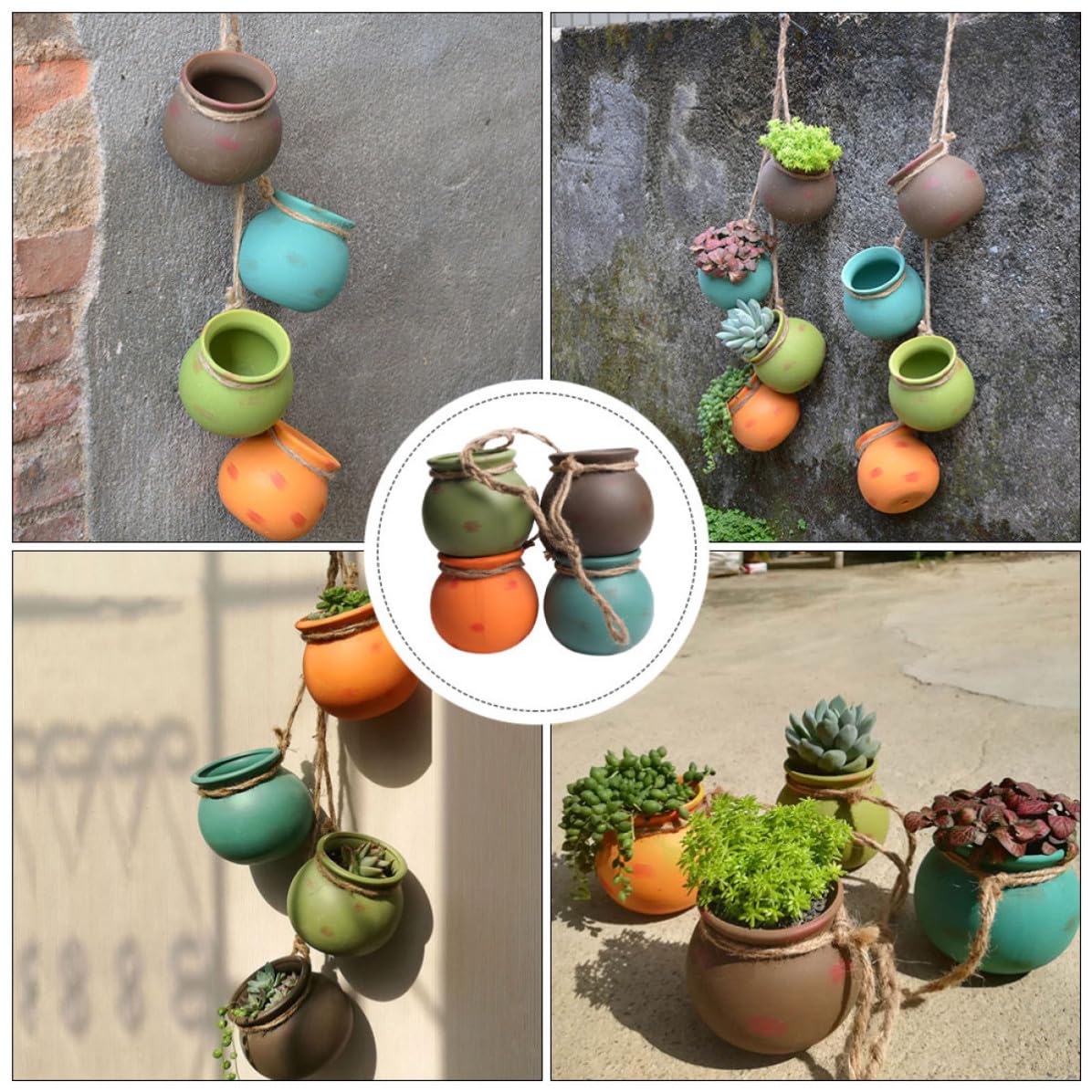 BESPORTBLE Maceta Colgante Decoración Elegante Hogar y Oficina para Balcón y Jardín de Cerámica Cuerda Resistente para Plantas Pequeñas