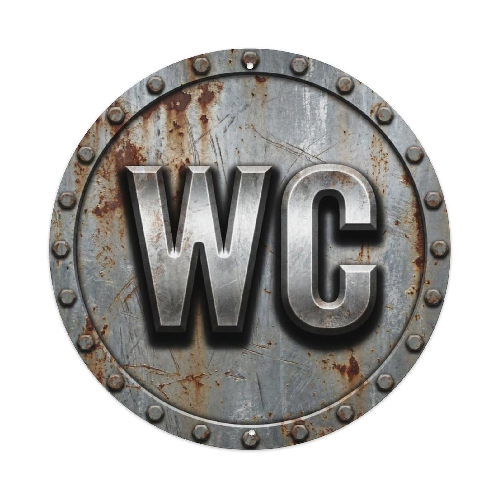 Toilet （WC） Galvanized Shield Metal Tin Sign Plaque Wall Decor for Cafe, Club Bar, Office, Home Garden Round Metal Poster 8x8Inch