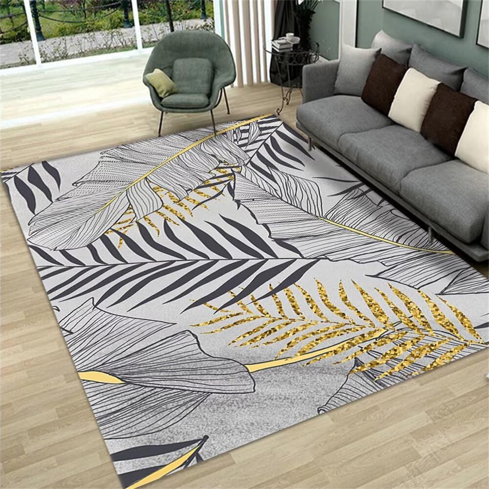 Tapis résistant à l'usure et décoloration motif feuille 120x160