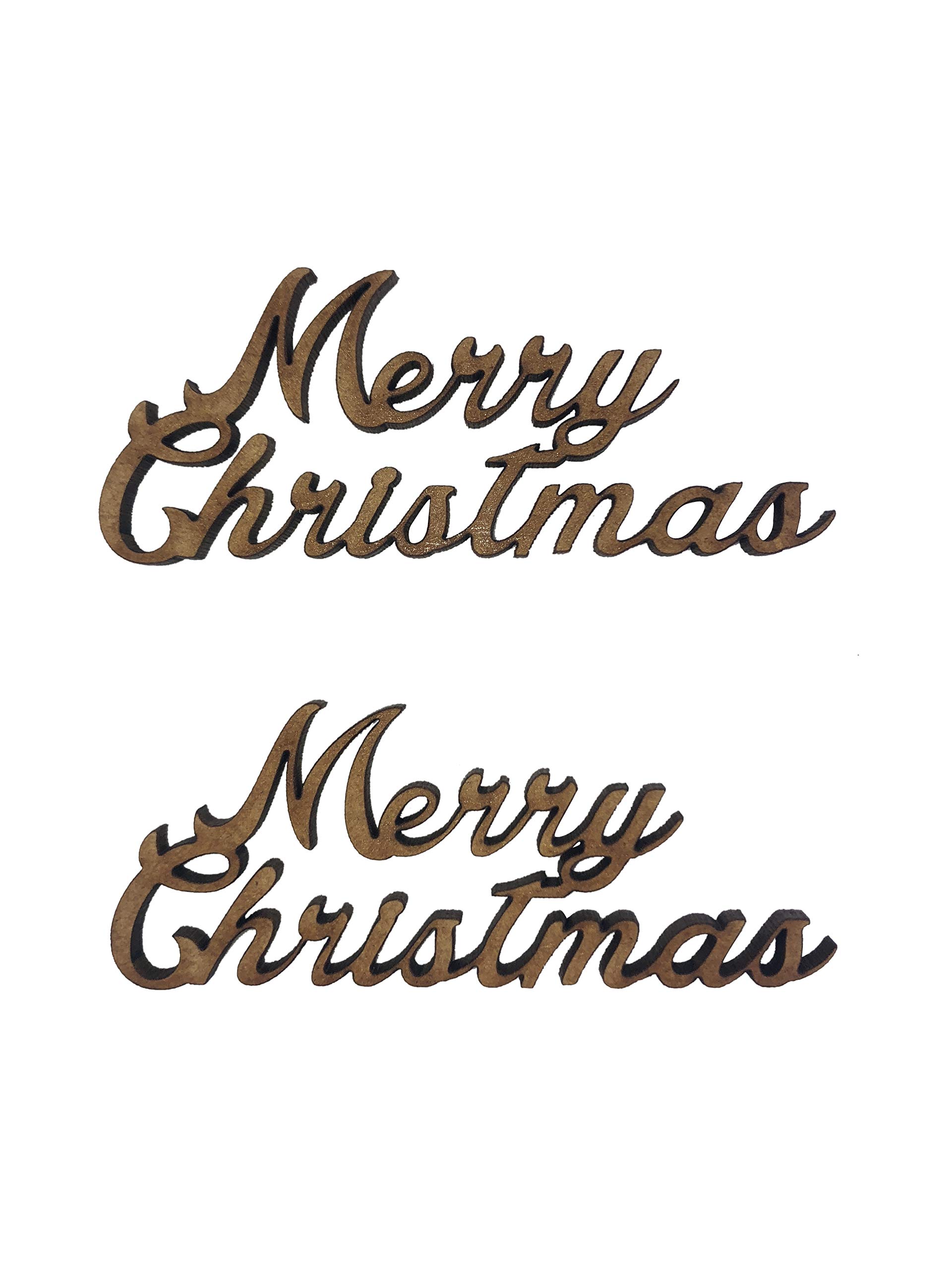 The Crafty Cow 4X Merry Christmas 7Cm Wood Craft Embelishments Laser Cut Shape Mdf