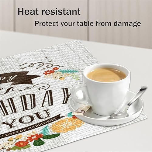 Miniatura 5 de Birthday Fun Theme Placemats Set of 4 Table Mats Washable Placemat Waterproof Place Mats for Party Home Dining Table Decor 18x12 in