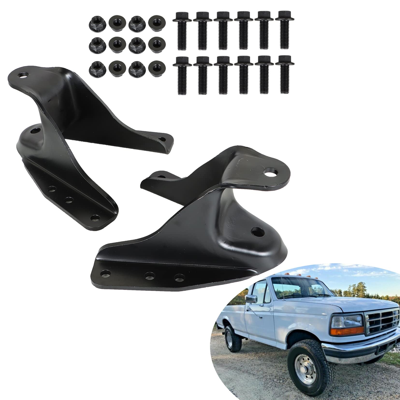 SEBLAFF 722-013 2-Pack Rear Leaf Spring Forward Shackle Bracket Hanger Replacement for F250 F350