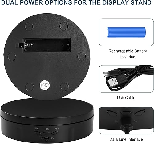 Miniatura 49 de Soporte de exhibición giratorio motorizado, carga de 5 pulgadas/11 libras, plataforma giratoria de 360° para relojes de joyería, modelos 3D, pastel