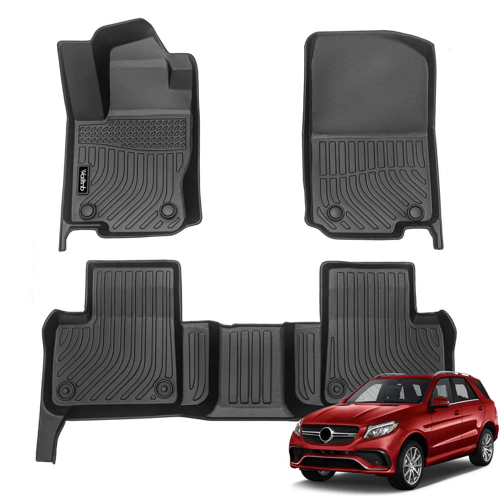 Wailtnb-Floor Mats Custom for 2012-2019 Mercedes Benz GLE SUV(W166) / GLE Coupe(C292) / ML(W166) / GL(X166) / GLS (X166) All Weather Protection Waterproof Floor Liners Fits Front&amp; 2nd Row Accessories
