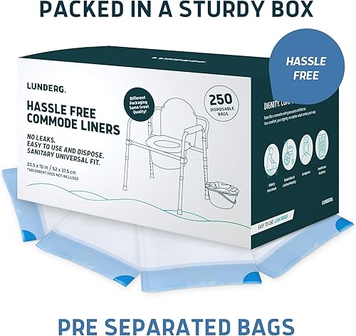 Miniatura 10 de Lunderg Commode Liners - Paquete económico de 100 unidades de ajuste universal - Forros de cabecera de grado médico desechables para silla cómoda
