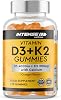 High Strength 90 Vitamin D3 4000 IU Gummies with K2 & Calcium - Sugar Free Orange Chewable for Strong Bones, Teeth & Immune Health - Non-GMO Vegan Gluten-Free - Vitamins D Food Supplement