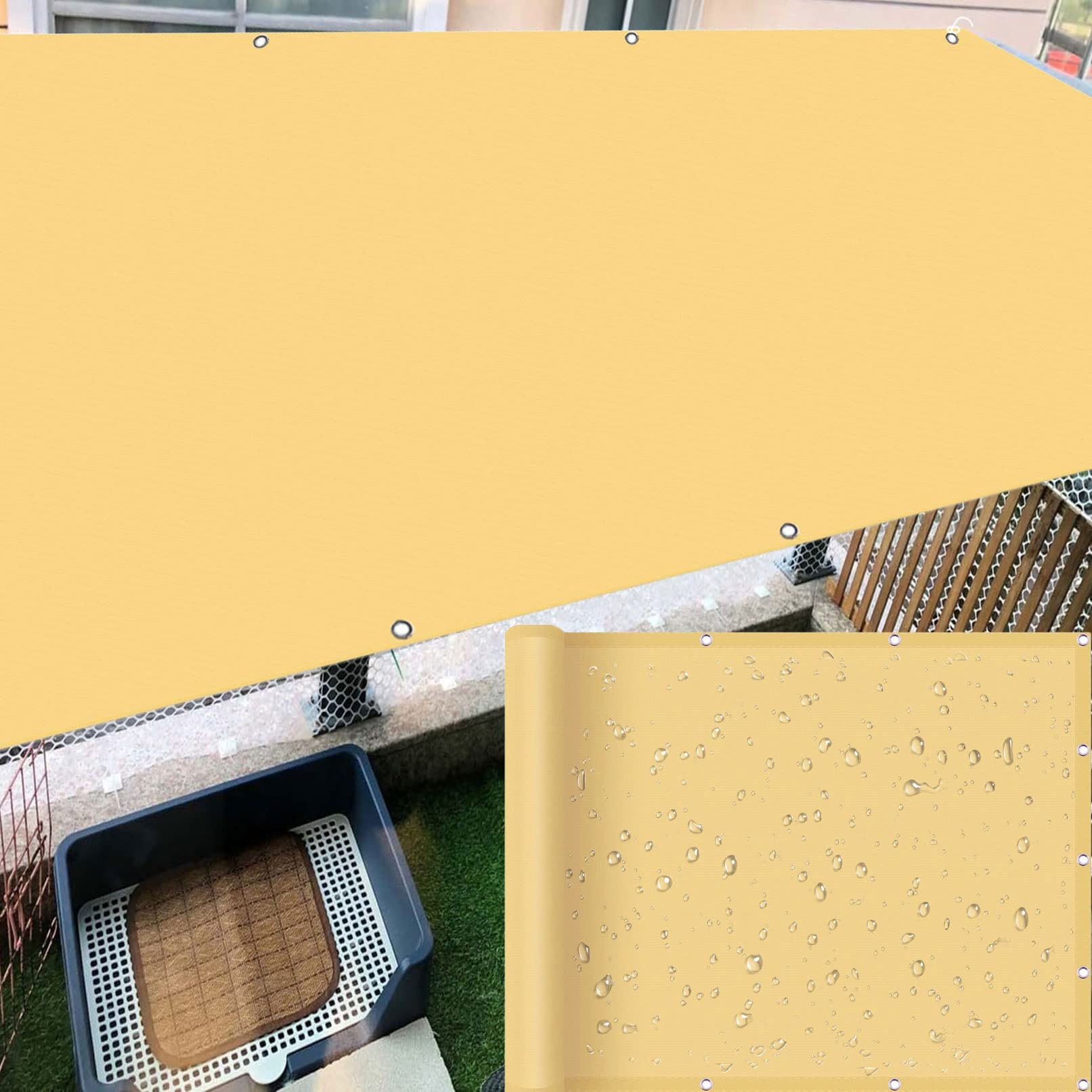 Toile ombrage imperméable 5x5 anti-UV avec corde de fixation pour jardin