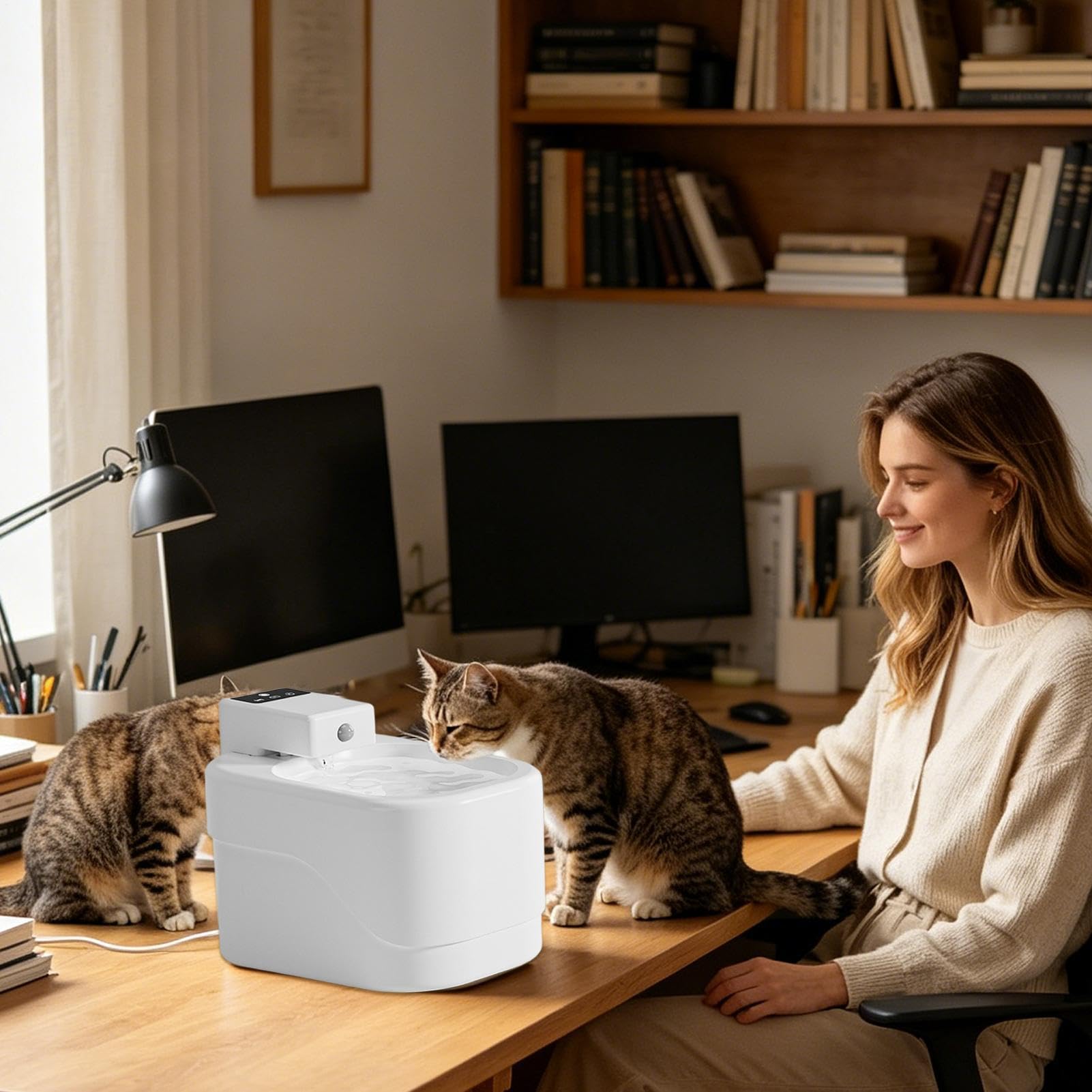 Fuente de Agua Automática para Gatos Dispensador de Bebida Inalámbrico de 2 | Fuente de Agua Recargable para Mascotas para Animal Pequeño Animal Pequeño de Interior en el Suelo
