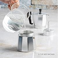 Vista 6 de Moka Pot - Cafetera y cafetera para estufa, cafetera italiana, cafetera Greca, cafeteras, plata (6 tazas)