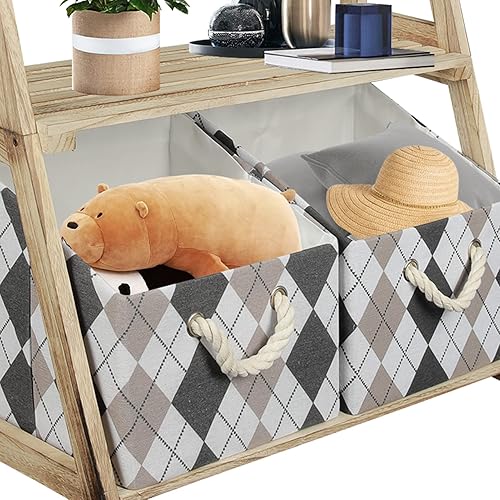 Miniatura 5 de Estante de escalera de 4 niveles, estantes de madera para plantas, estantería de escalera, estante de exhibición de flores rústicas, estantes de