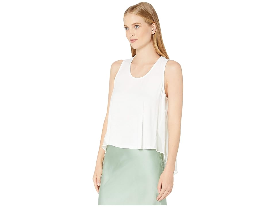 

BCBGMAXAZRIA Knit Front Woven Back Tee (Off-White) Women's Clothing