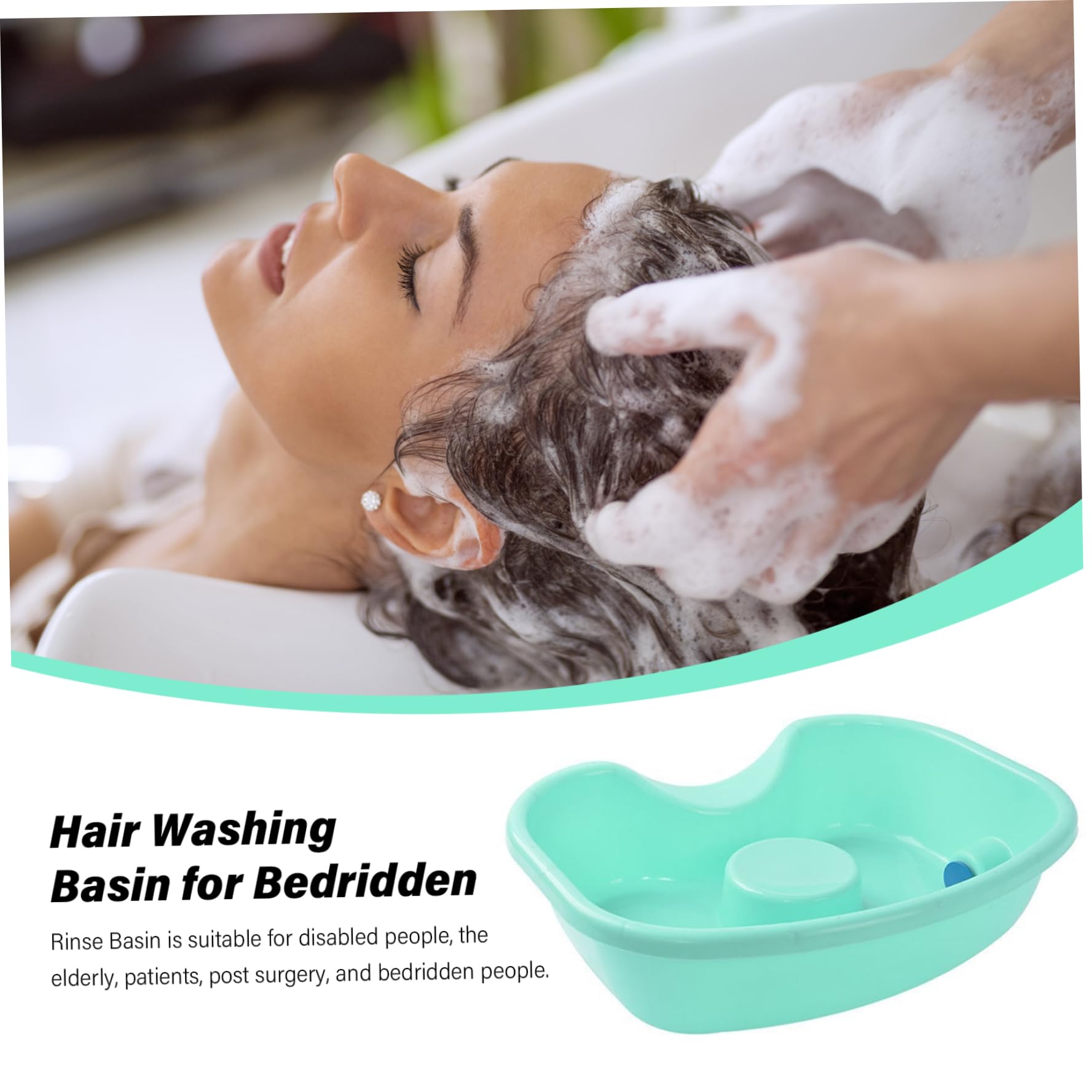 Haarwaschbecken für bettlägerig 18.1 x 13, 6 x 4, 7 Zoll tragbares Shampoo -Becken mit einrückbares Abflussrohrkunststoff -Kunststoff -Haarton -Haarwaschstation für ältere Behinderungen