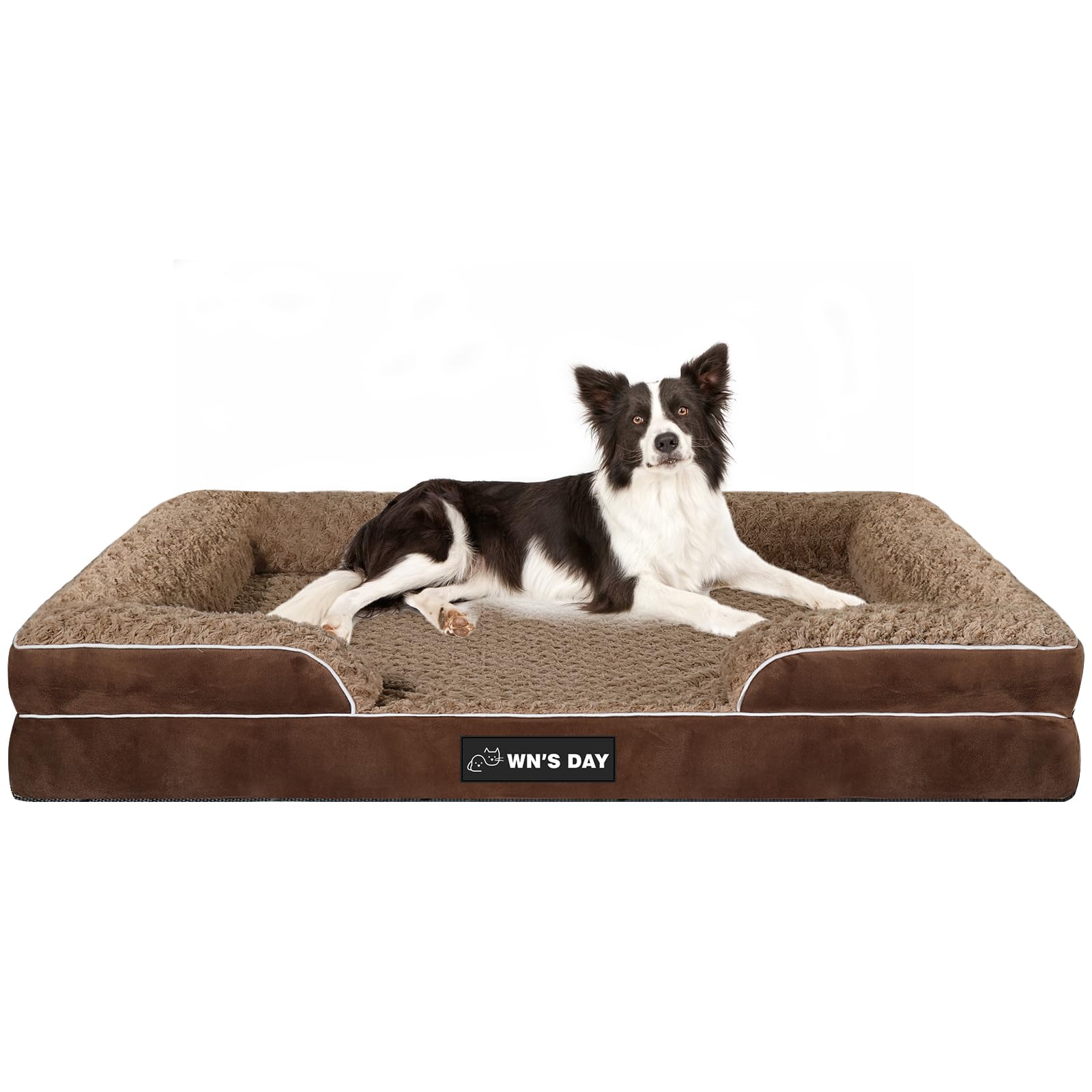 Orthopedic Dog Bed for Large Medium Sized, Washable Memory Foam Large Dog Bed, Medium Pet Sofa with Removable Cover, Washable Waterproof Pet Couch Beds(Brown, L)