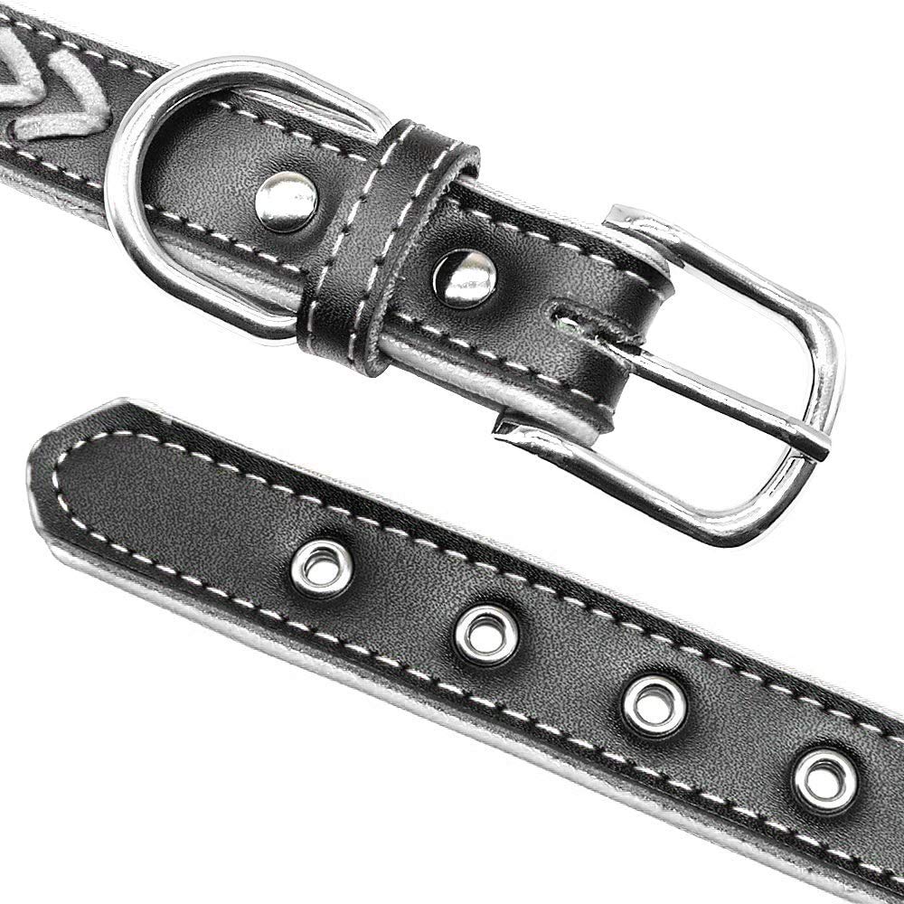 Didog Hundehalsband Geflochtenes Leder – Personalisiert Mit Namensschild, Verstellbar, Für Kleine Bis Große Hunde (Größe M)