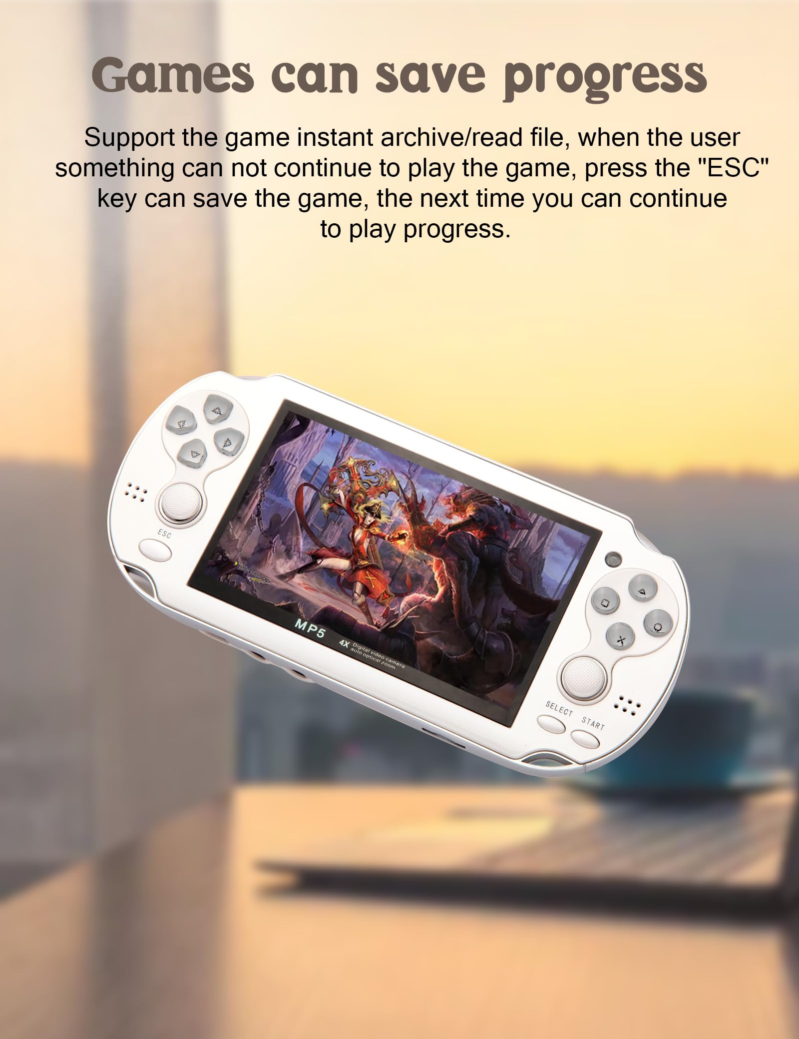 CZT Console de Jeux vidéo 4,3 Po 8 Go intégrée à 2300 Jeux gratuits pour Plusieurs simulateurs Console de Jeu Portable Vidéo/Musique Ebook Sortie TV Le Jeu Peut être archivé Cadeaux de Noël(Blanc)