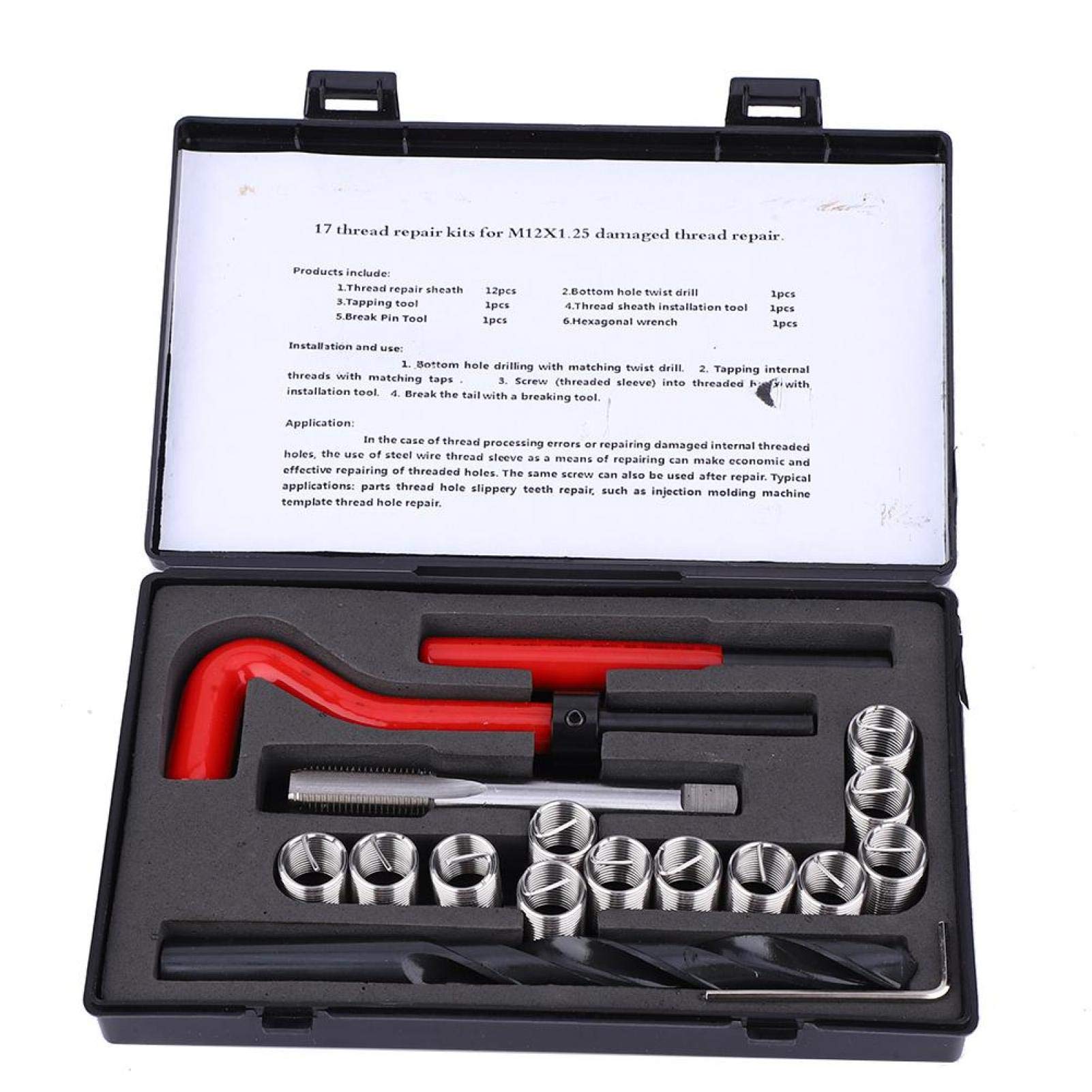 Amazon.com: Jeanoko 17Pcs Thread Repair Kit M12 x 1.25