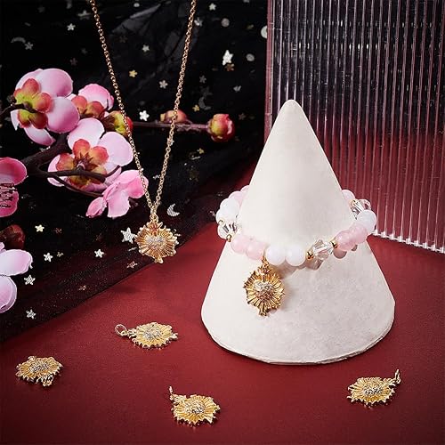 Miniatura 4 de Beebeecraft 6 dijes de corazón sagrado chapado en oro de 18 quilates, circonita cúbica mexicana Milagros con forma de amor, dijes con anillo de